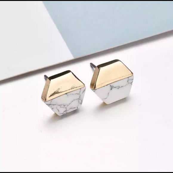 Jewelry - 2/$10 💕 Geometric Gold and Marble Earrings